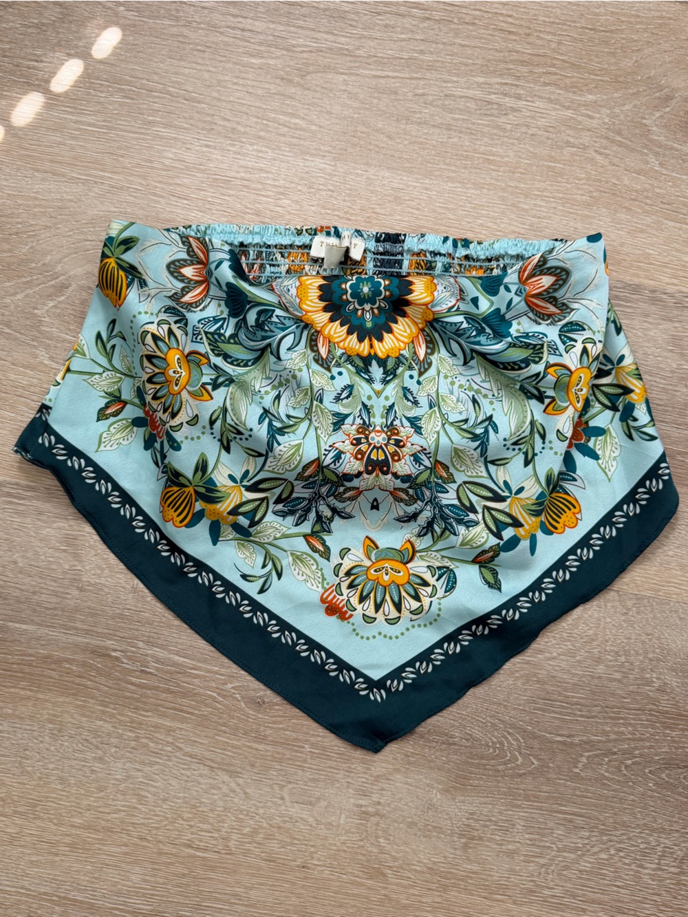 Floral Print Aqua Bandana Crop Top